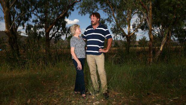 Peter Jurd, brother of sexual abuse victim Damien Jurd, with mother Claire in Tamworth, NSW. Photo: Peter Lorimer
