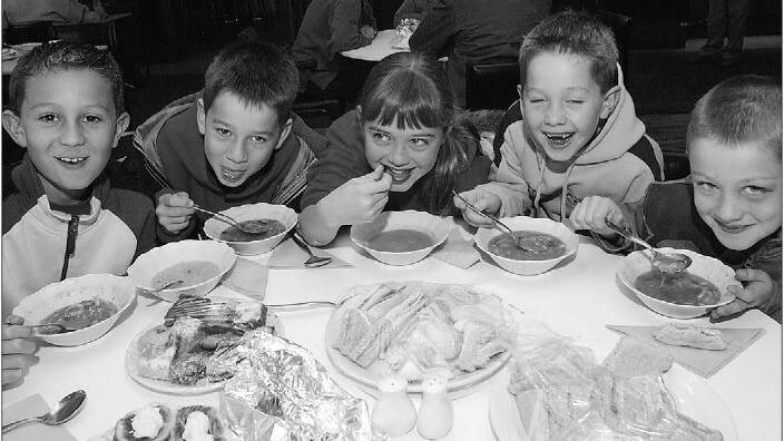 2009: Having a souper fundraising weekend are Luke Trenerry, 11, Joel Trenerry, 9, Samantha Hicken, 11, Ben Trenerry, 7 and Karl Hicken, 8. Picture: MICHAEL KELLY