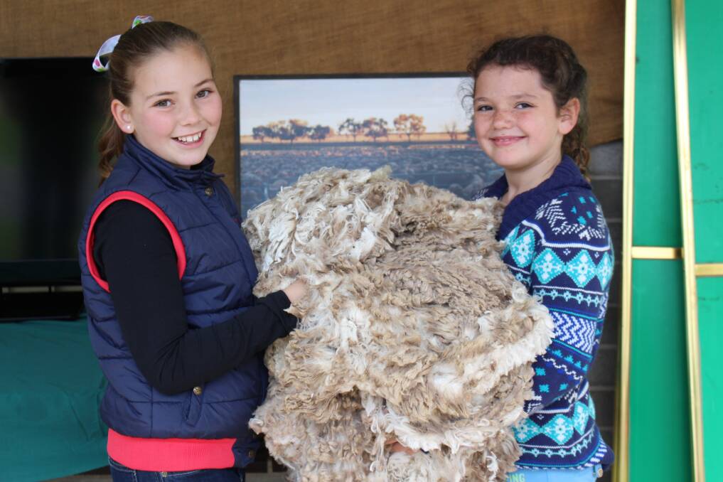 2014: Georgina McConachy, 10, and Charlotte Young, 9, with fleece from a local farm at the Coly Food and Farm Festival. Picture: Monique Patterson
