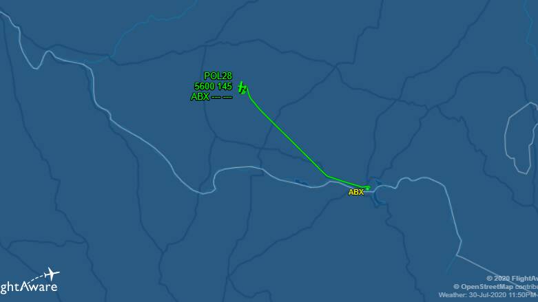 A police aircraft departed Albury on Friday. Picture: Screengrab from FlightAware
