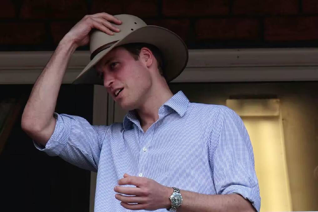 Prince William models the iconic Akubra - also known as a Cunnamulla cartwheel - in 2011. AAP/Patrick Hamilton
