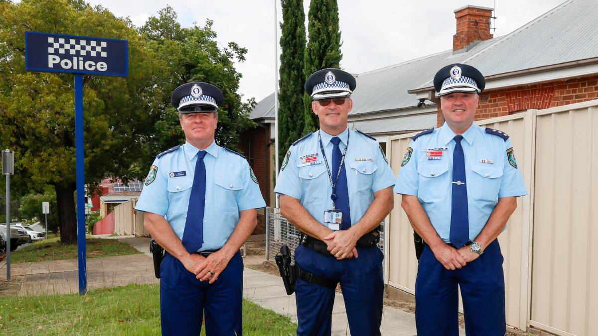 Riverina Highway Patrol sergeant Adam Cooper, Inspector Greg Donaldson and Inspector Darren Moulds. Picture by Les Smith 