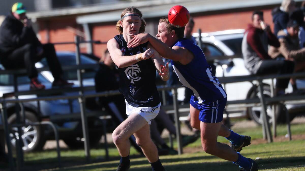 Coleambally's Chris Hayes in action in last year's elimination final against Temora, at Maher Oval