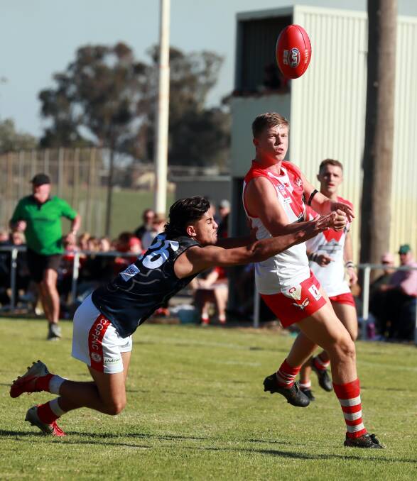Barellan recruit, ruckman Riley Irvin playing for Griffith this year.