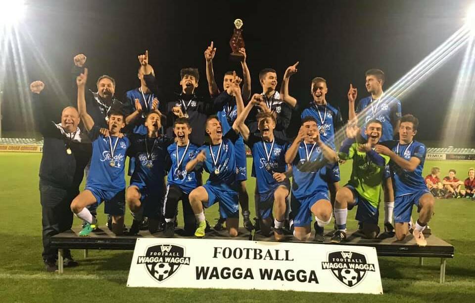 CHAMPIONS: Hanwood took out the Blake Trophy grand final after a penalty shootout win over Lake Albert. PHOTO: Football Wagga