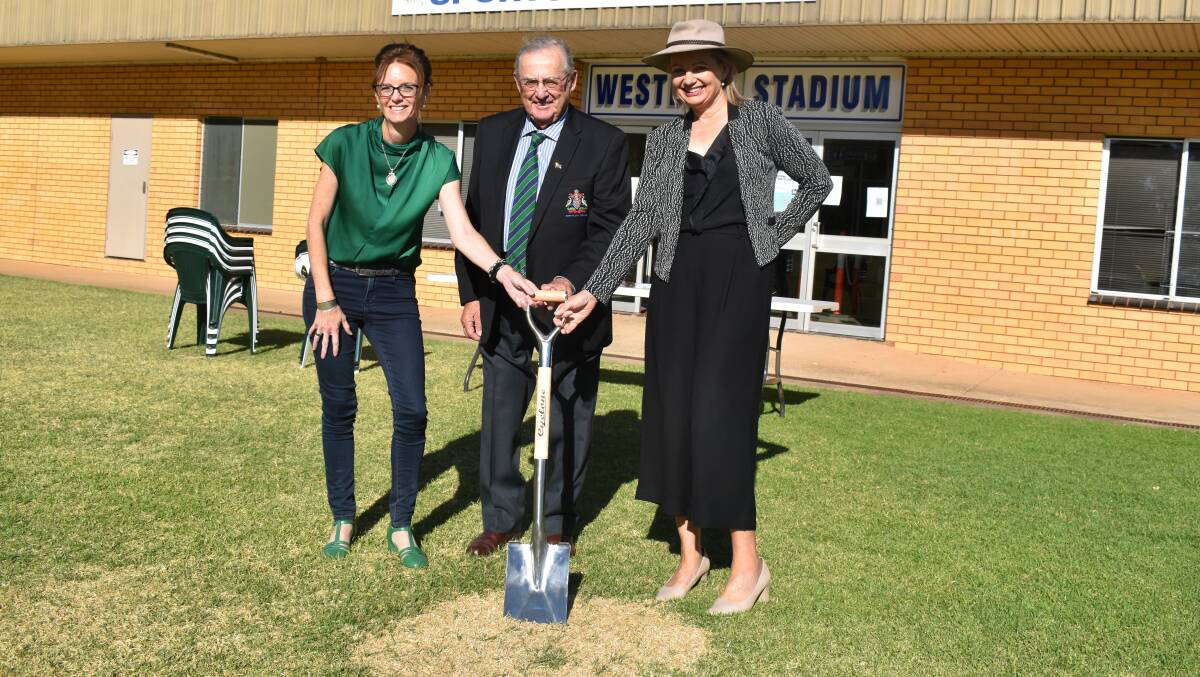Parliamentary Secretary to the Deputy Premier, Steph Cooke, Griffith Mayor John Dal Broi and Member for Farrer Sussan Ley at the groundbreaking ceremony at Westend Oval. PHOTO: Liam Warren