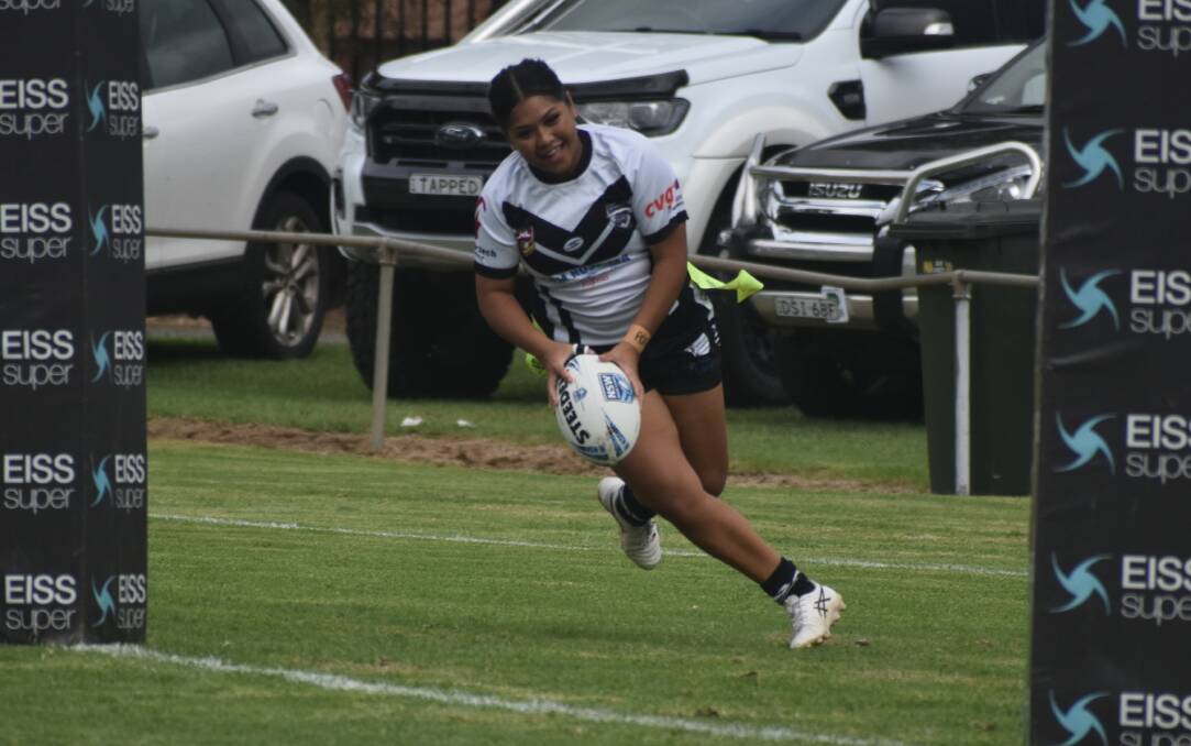 Moerai Makonia made a strong start to the season with a hat-trick as the Black and Whites picked up a big win over Yanco-Wamoon. Picture by Liam Warren