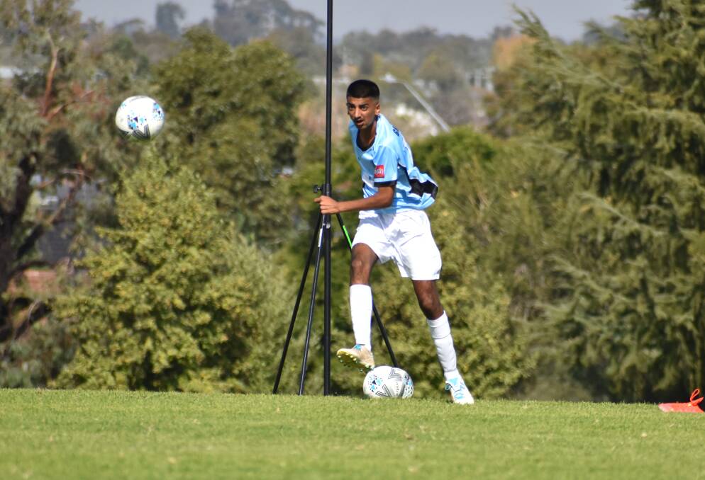 SO CLOSE: Abhiyash Sandhu scored twice for the Griffith under 18s side but it wasn't enough as they drew with Canberra Croatia.
