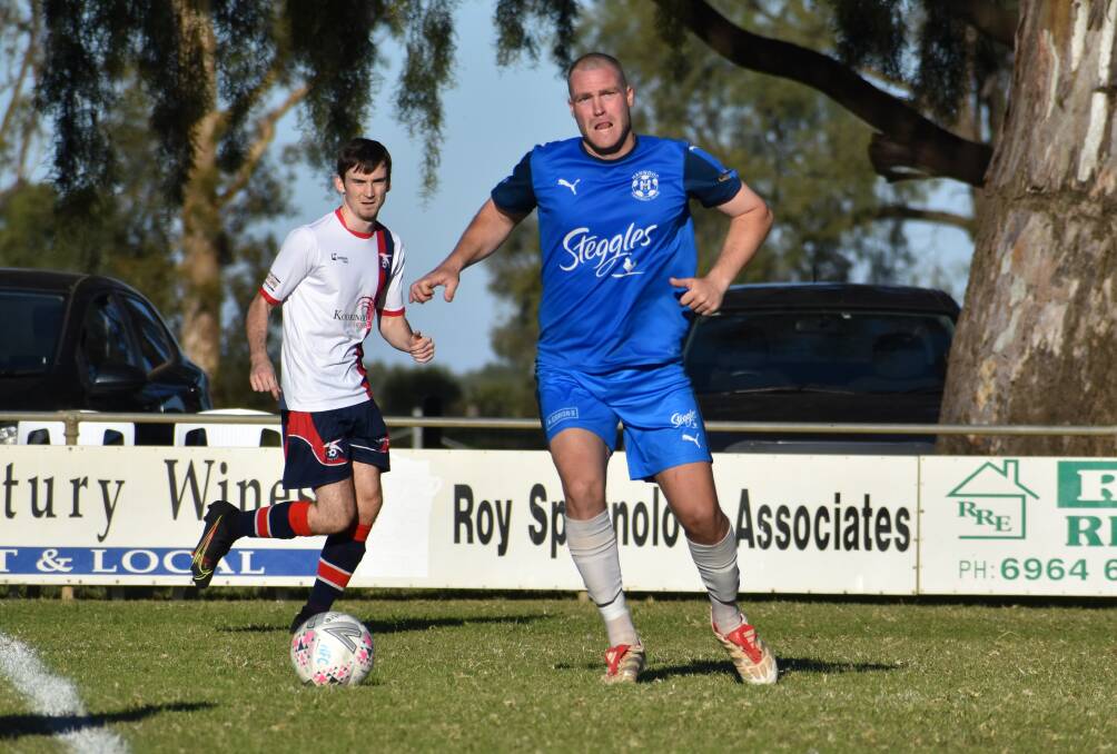 HAT-TRICK: Daniel Johnson found the back of the net three times to help Hanwood come away with a 4-0 victory over South Wagga to continue his good goal scoring form to start the season. PHOTO: Liam Warren