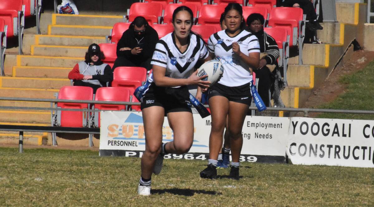 OUTSTANDING EFFORT: Black and Whites' Lily-Belle Misiloi wracked up her 30th try of the season in the Panthers win over Hay. PHOTO: Liam Warren