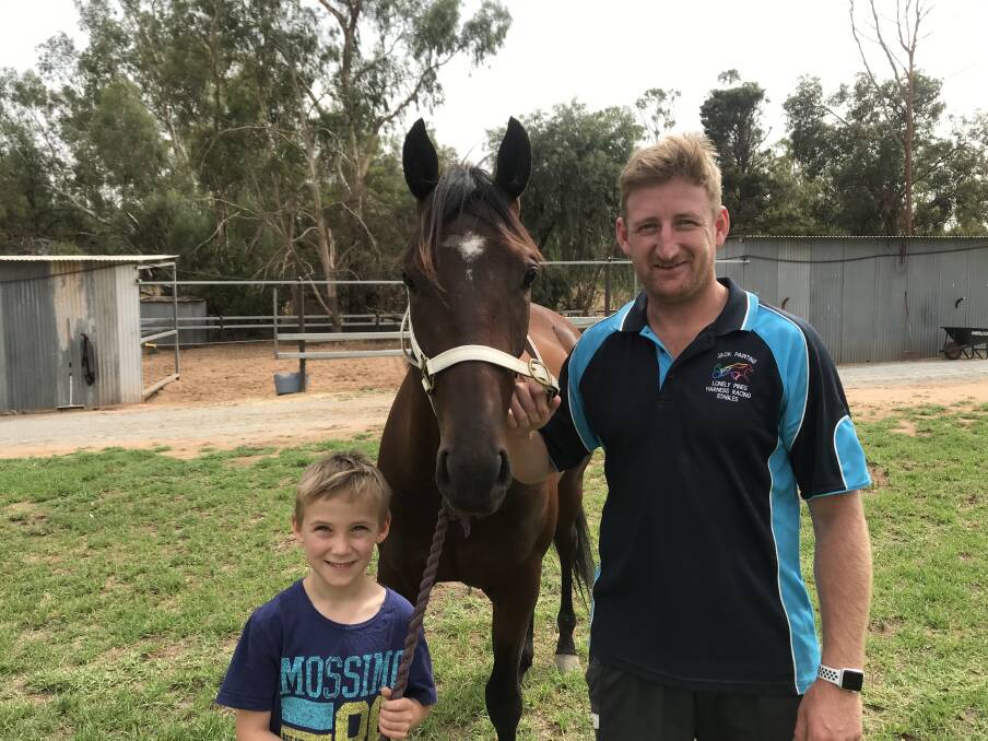 PLATE SHOT: Jackson Painting is looking to win his first MIA Breeders Plate with Rocknroll Runa, pictured with Angus Kennedy, in Leeton's feature race on Friday. Picture: Ellen Bartley