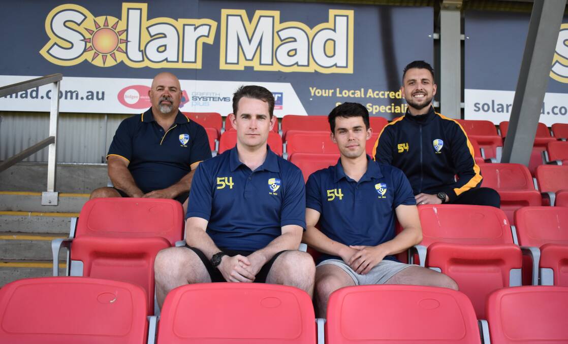 CHANGE: Andrew Keady (front,left) and Danny Roche (front,right) will take charge of Yoogali's under 23s side heading into the 2021 season while Sante Donadel and Luke Santolin (back) will lead first grade. PHOTO: Liam Warren