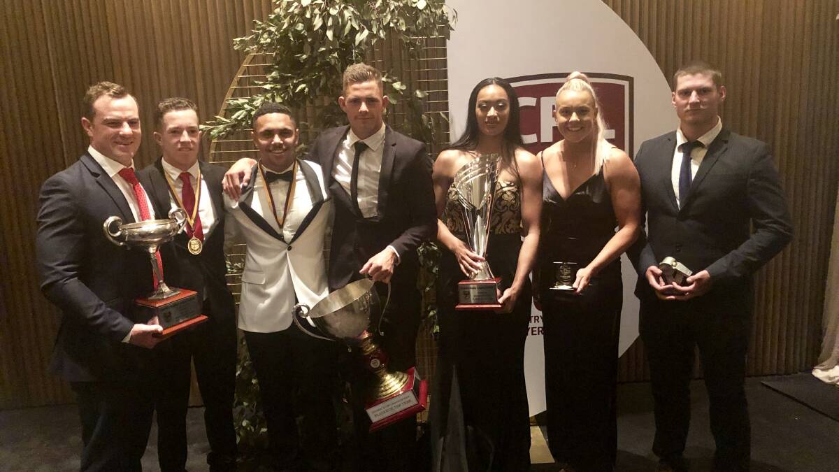 WINNER: Takilele Katoa (third from right) took out the CRL Women's representative player of the year award on Friday night. PHOTO: CRL