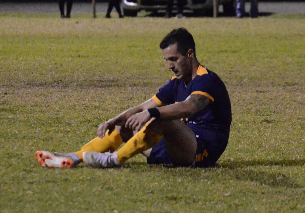 PURPLE PATCH: Mitch Bagiante continued his scoring form in Yoogali SC colours with two goals against Hanwood on Wednesday night. PHOTO: Liam Warren