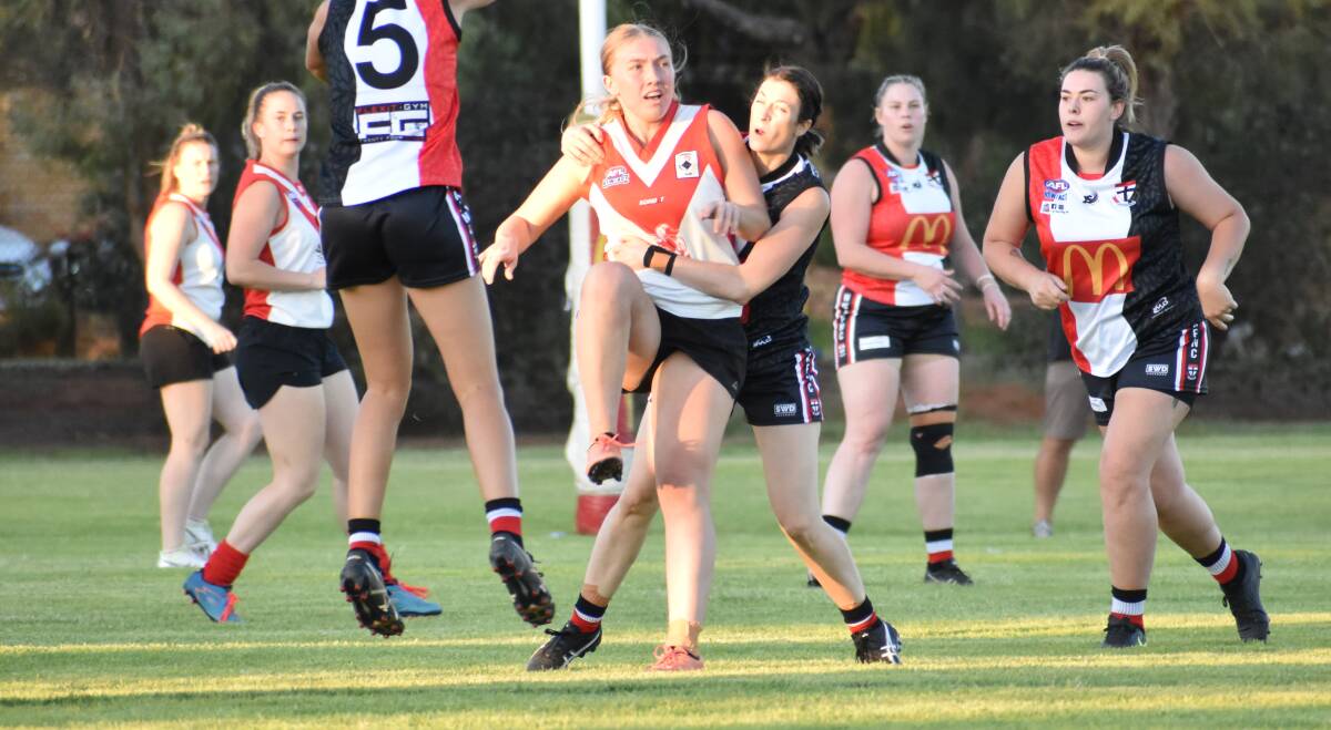 SEASON APPROCHES: Swans' Jenna Richards gets a kick away during their clash with North Wagga last season. PHOTO: Liam Warren