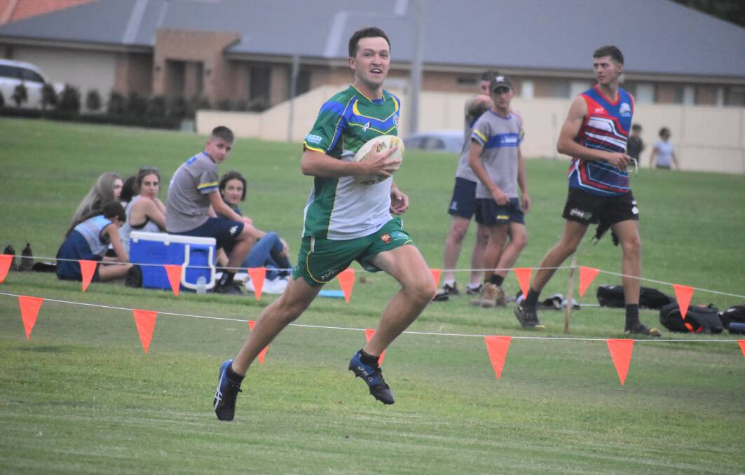 Jonathon Morris raced away to score a length of the field try as J Fallon Building came away with a victory over Marchiori Constuction. Picture by Liam Warren