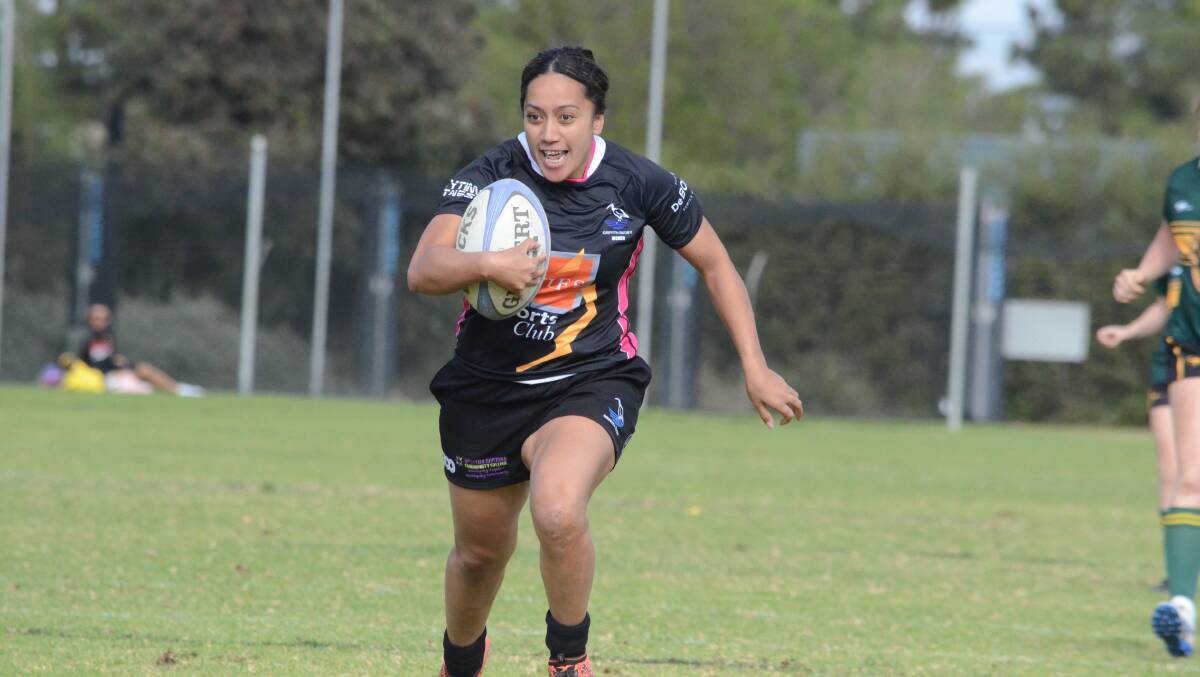 TRY TIME: Amelia Lolotonga scored a double in the Blacks 13-point win over Waratahs last weekend. PHOTO: Liam Warren