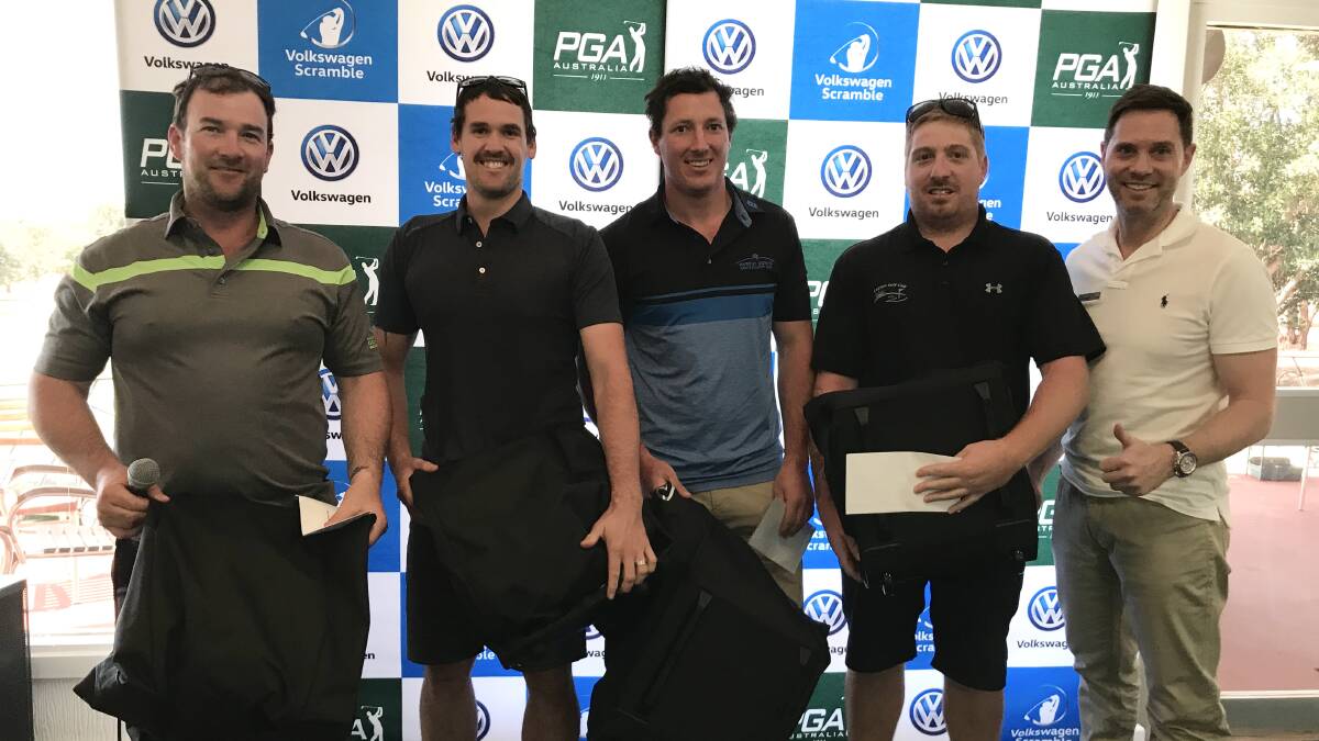 The Leeton team of Shane McInnes, Aaron Leeson-Worley, Peter Harrison and Matthew Boots putting all the locals to the sword in the Volkswagen Scramble. PHOTO: Contributed