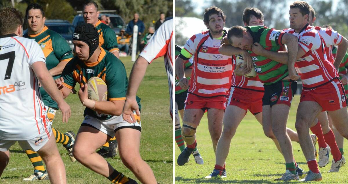 FORWARDS BATTLE: Narrandera's Brayden Ingram (left) and Goolgowi's Alex Brown will be crucial for their sides chances of taking home the premiership. PHOTOS: Liam Warren