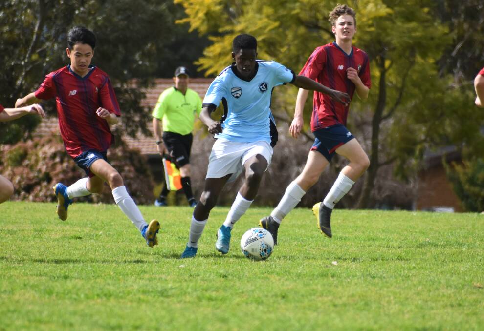 FINE FORM: Pearson Kasawaya scored a hat-trick as Griffith FC picked up a much needed win against Tuggeranong United. PHOTO: Liam Warren