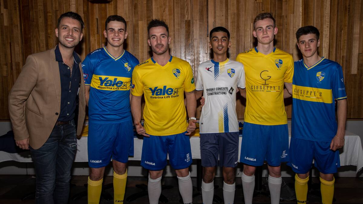 STRIPS UNVEILED: Yoogali SC show off their playing colours for their first season in the NPL2 competition. PHOTO: Andrew McLean