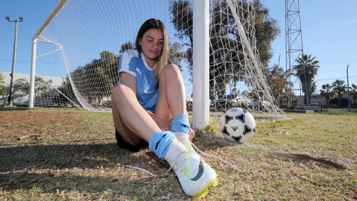 LACING UP: Jordan Jasnos will continue to chase her dream after being seleted in a 30-player training squad for the Junior Matilda. Picture: Anthony Stipo.