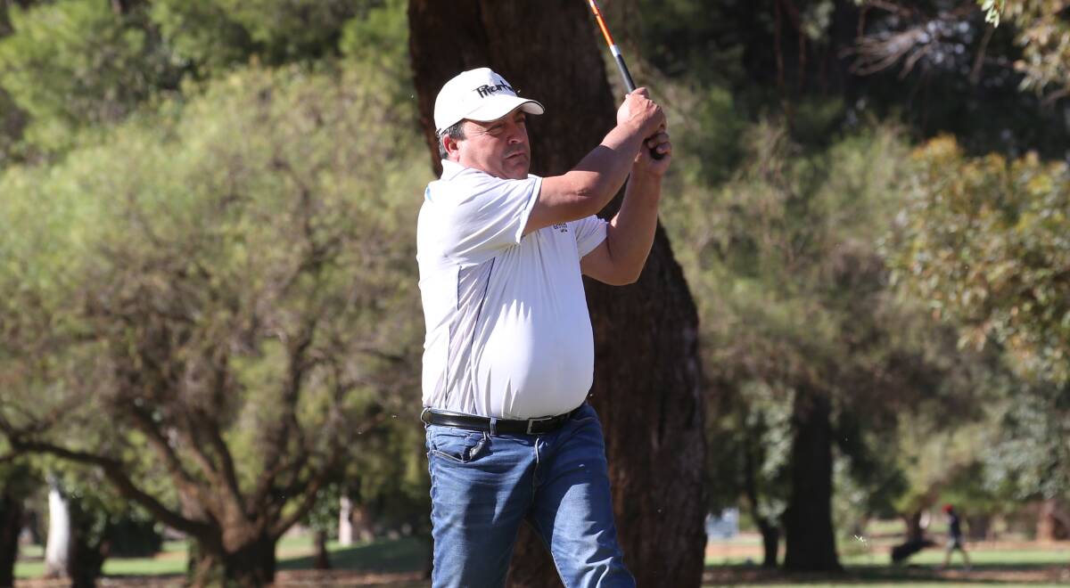 TEEING OFF: Tony Catanzariti gets his round underway at the Griffith Golf Club recently. PHOTO: Anthony Stipo