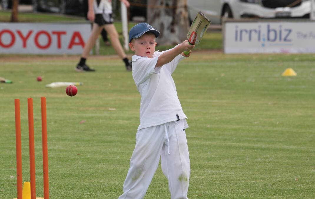 STRONG DRIVE: Nate Mingay lines on up during the junior cricket season last year. Picture: Anthony Stipo