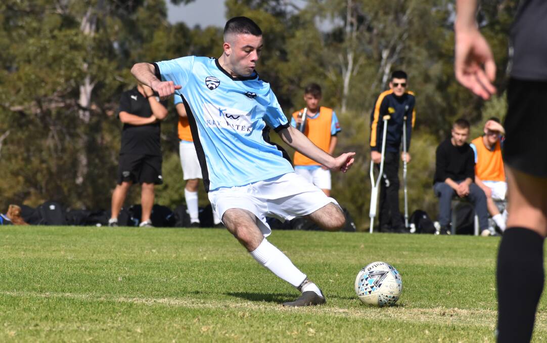 ON TARGET: Griffith FC's Frank Pirrottina scored twice to help the under 18s pick up a draw against Canberra Olympic. PHOTO: Liam Warren