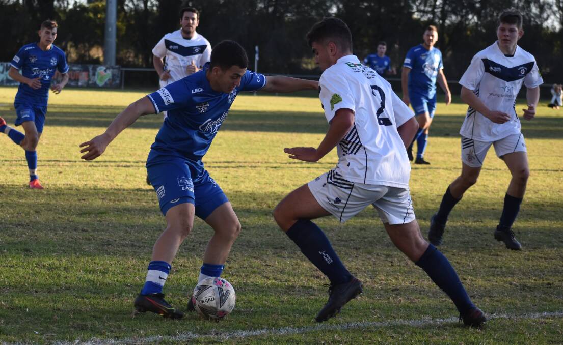 QUICK TURN: Hanwood's Daniel Rogato found the back of the net twice to help his side maintain their perfect start to the season. PHOTO: Liam Warren