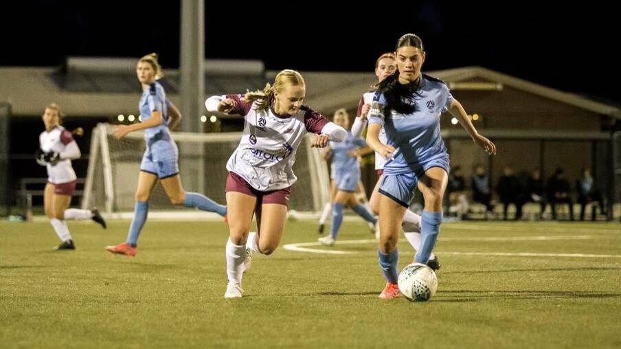 EXCITED: Jordan Jasnos in action for Football NSW Insitute women's side this year. Jasnos has been signed to the Wellington Phoenix for the A-League Women's season.