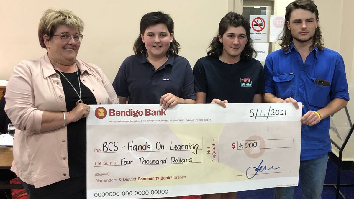 Representatives from Hands on Learning from Barellan Central School headed by staff member Allison Prentice. PHOTO: Contributed
