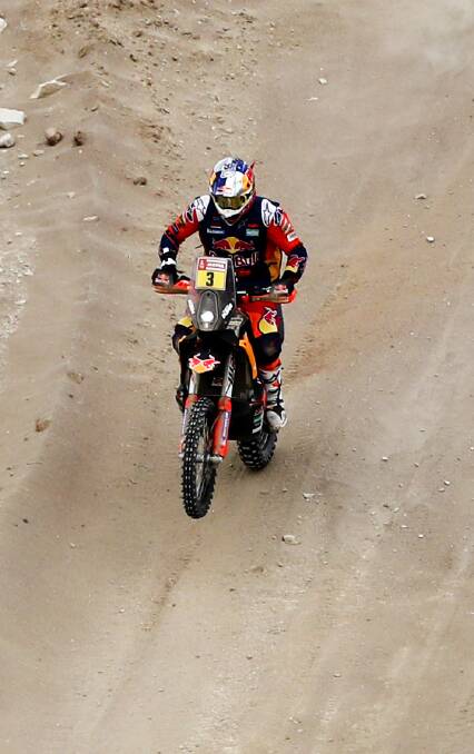 TAKING THE LEAD: Toby Price is in prime position to pick up his second Dakar Title as he leads the event heading into the final stage. Picture: AP Photo/Ricardo Mazalan
