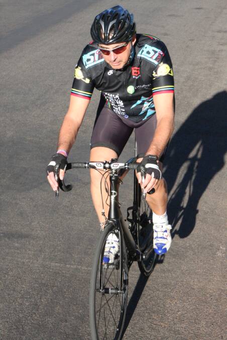 WARMING UP: Peter Signor prepares to take the Dean Carter Memorial race in Beelbangera. PHOTO: Supplied