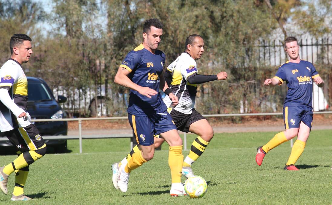 Mitch Bagiante continued his good scoring form in the State Cup with two in Yoogali SC's loss to Gunners SC. PHOTO: Anthony Stipo