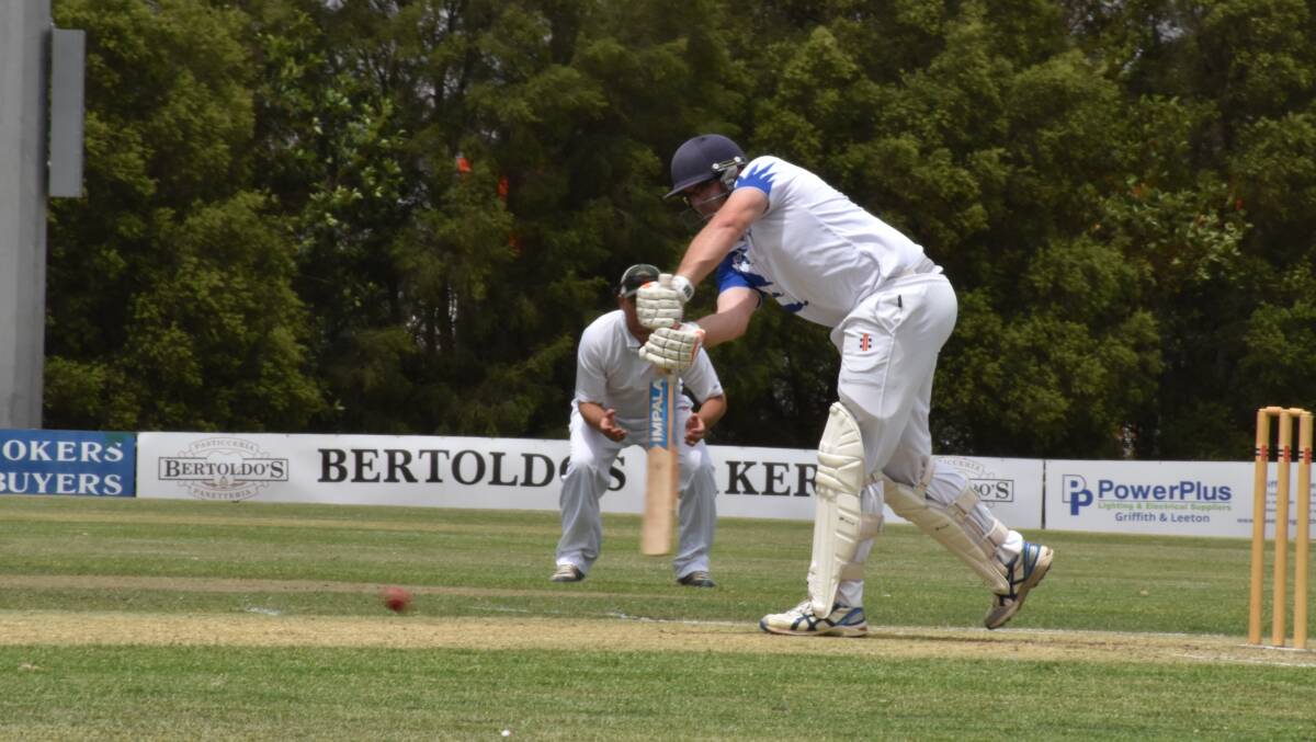 ON THE FRONT FOOT: Coro's skipper Haydn Pascoe looks to get the ball away during their last game against Diggers. PHOTO: Shaun Paterson