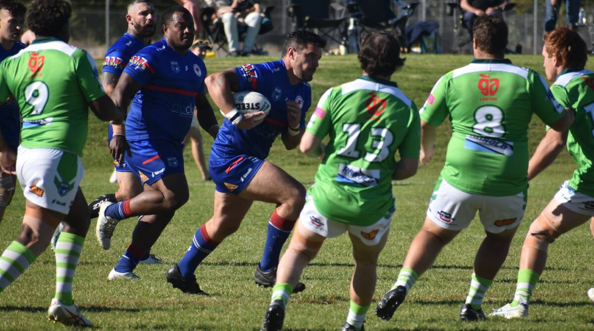 Jon Huggett was one of the Roosters best in the forwards making plenty of ground in the grand final rematch against Leeton. Picture by Liam Warren