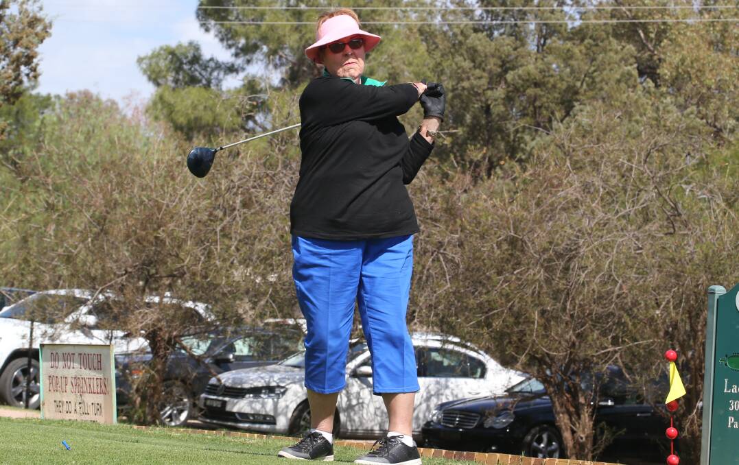 TEEING OFF: Trish Gray looks to make a good start during the Riverina Ladies Golf Association Championship last week. Picture: Anthony Stipo