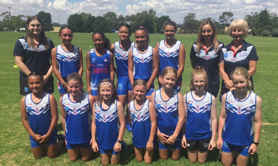 HEADING OFF: The under 12s girls side which is coached by Viv Mogliotti will head to Wagga on the weekend for the Junior Touch State Cup. PHOTO: Contirbuted