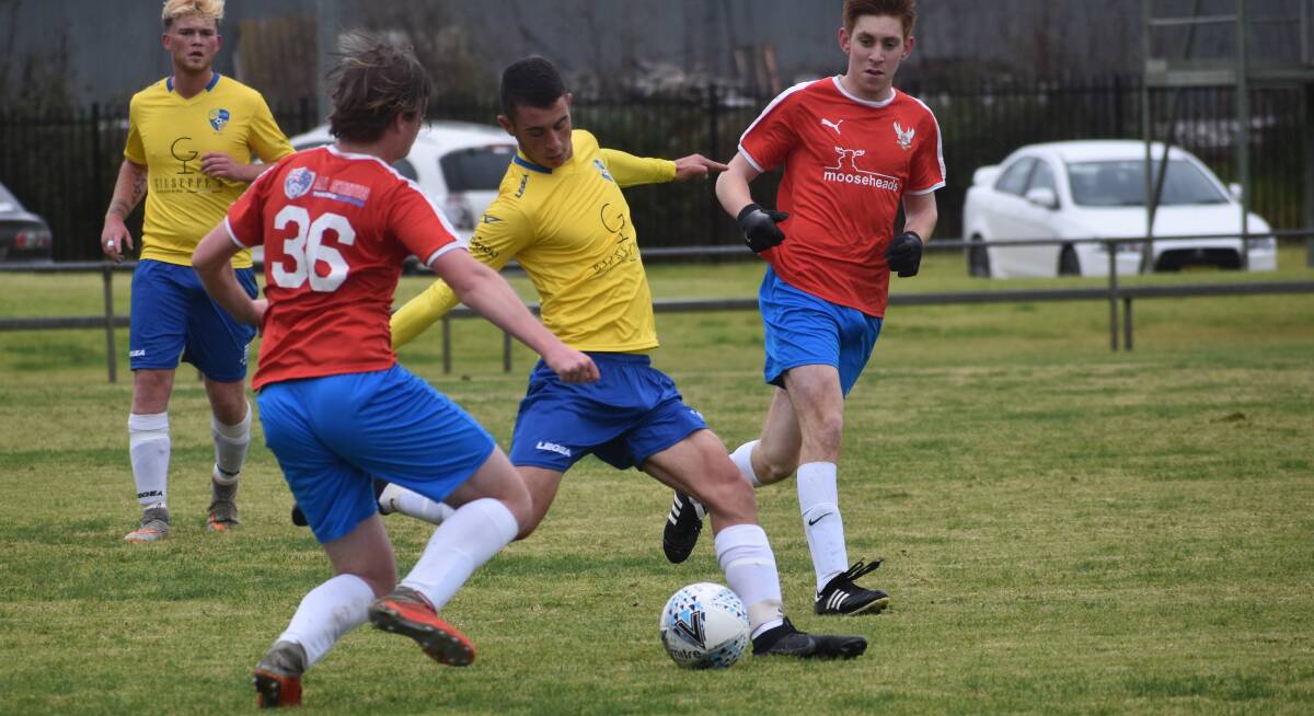CRUCIAL: Jordan Serena scored what turned out to be a vital goal in Yoogali SC's win over Queanbeyan City in under 23s. PHOTO: Liam Warren