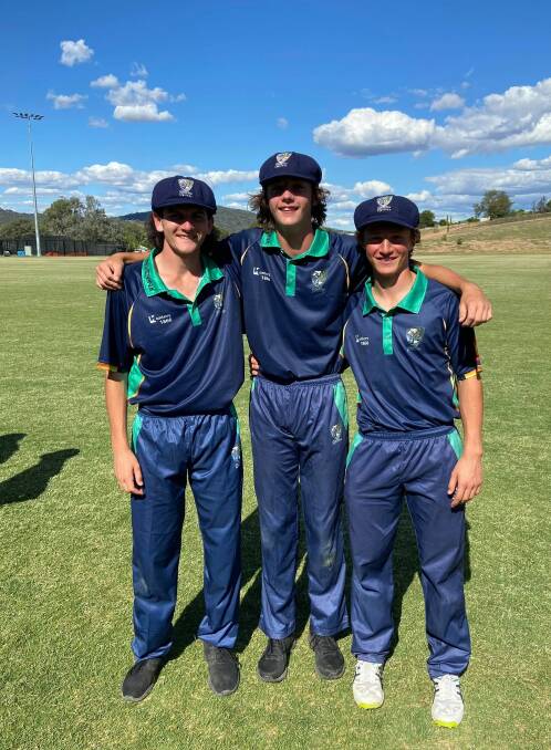 Griffith's Ben Signor, Noah Gaske and Hayden Forner playing for Riverina during the Bradman Cup. PHOTO: Sarah Signor