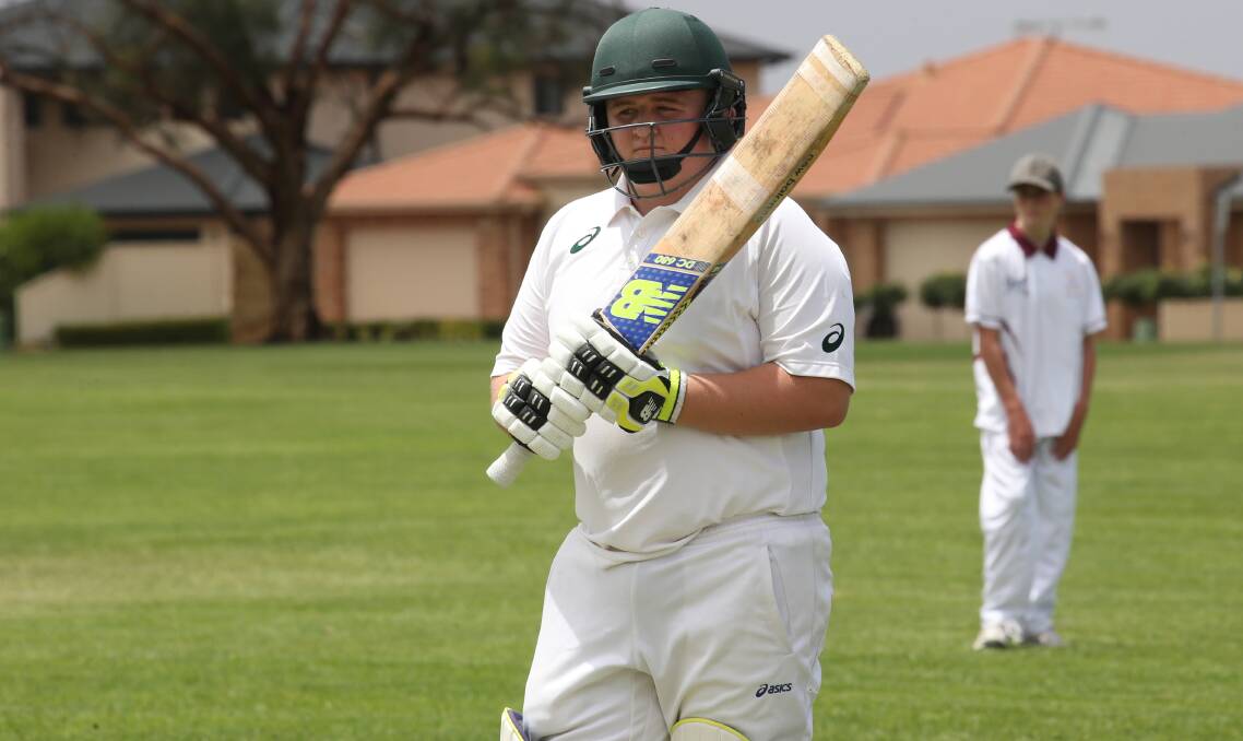 IN THE RUNS: Exies' Ryan Bock put on an important 32 runs in his side win over Leagues in third grade. Picture: Anthony Stipo.