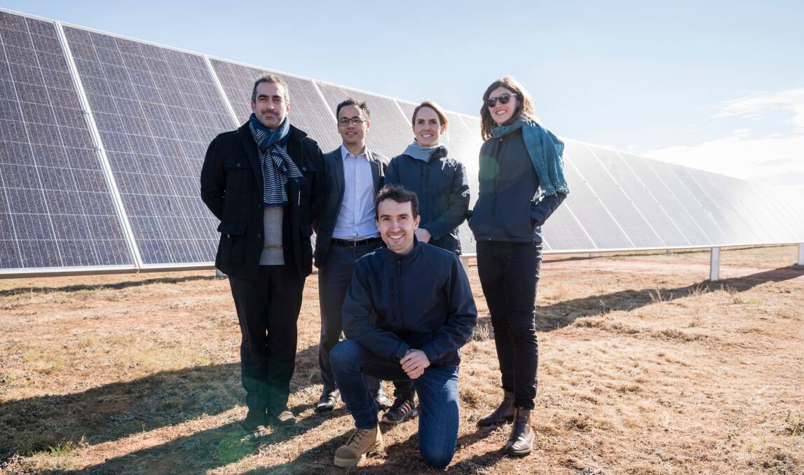 Region win: Neoen solar farm development team at the Coleambally site, with construction already boosting the MIA economy.  