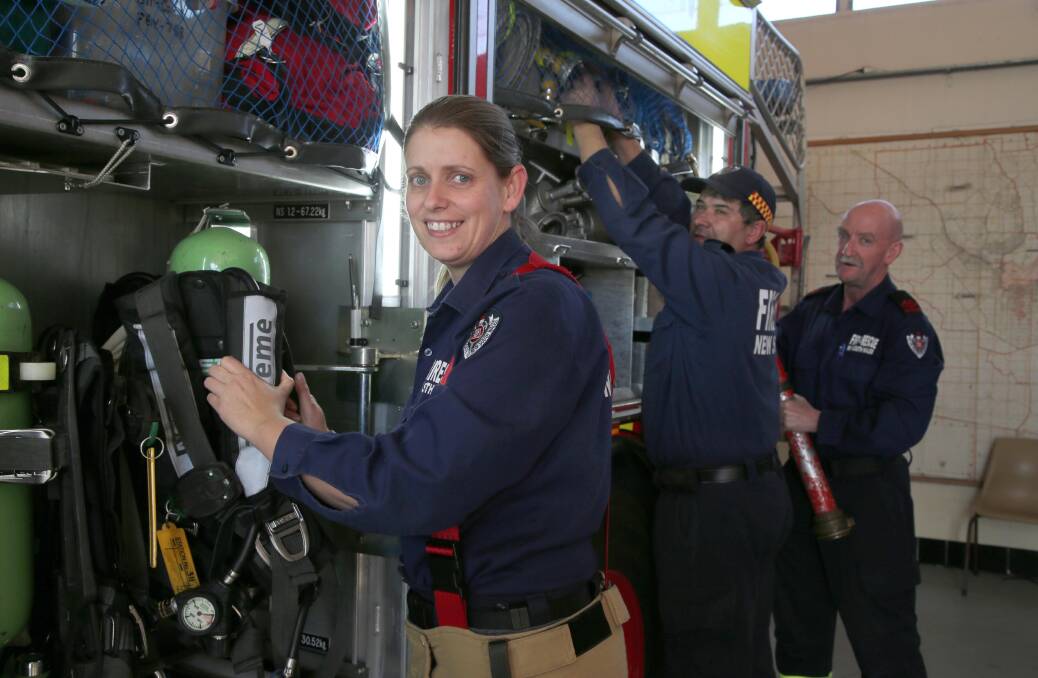 More than a competition: With Griffith set to host the next Regional Firefighter Championships, Danielle Mckay and other members of the local Fire and Rescue NSW station are gearing up for a good time. Picture: Anthony Stipo