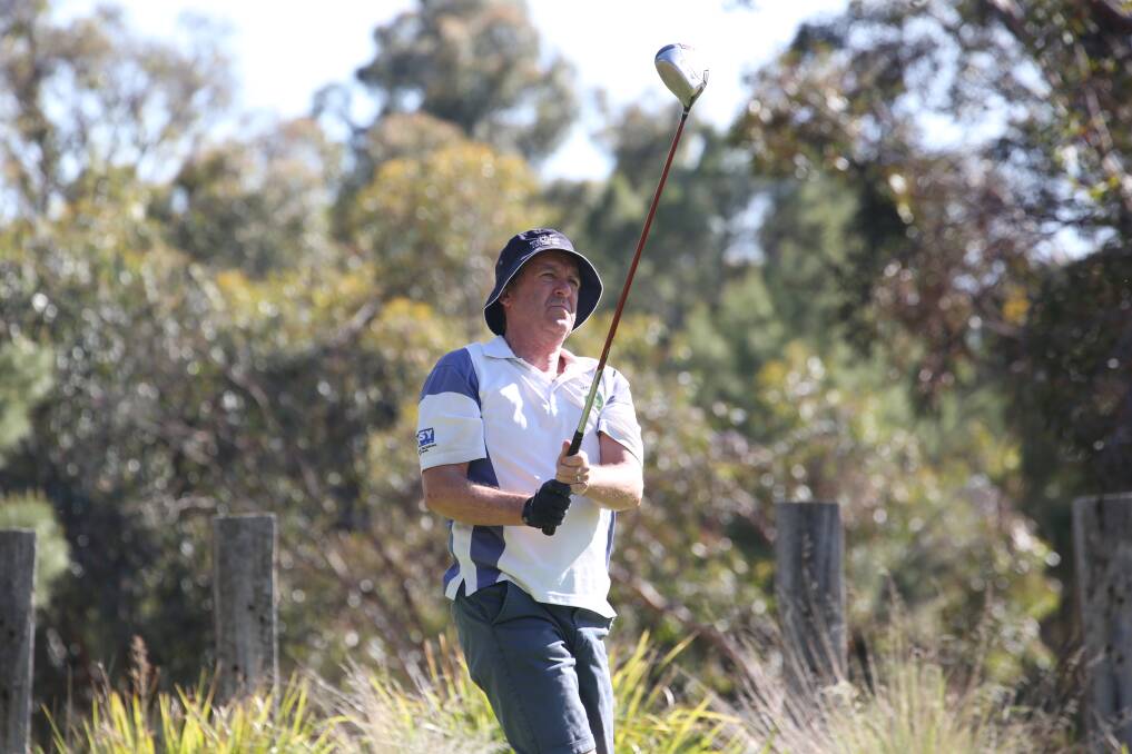 FAIRWAY FUN: Max Turner plays a round at the Griffith Golf Club on Saturday. Picture: Anthony Stipo