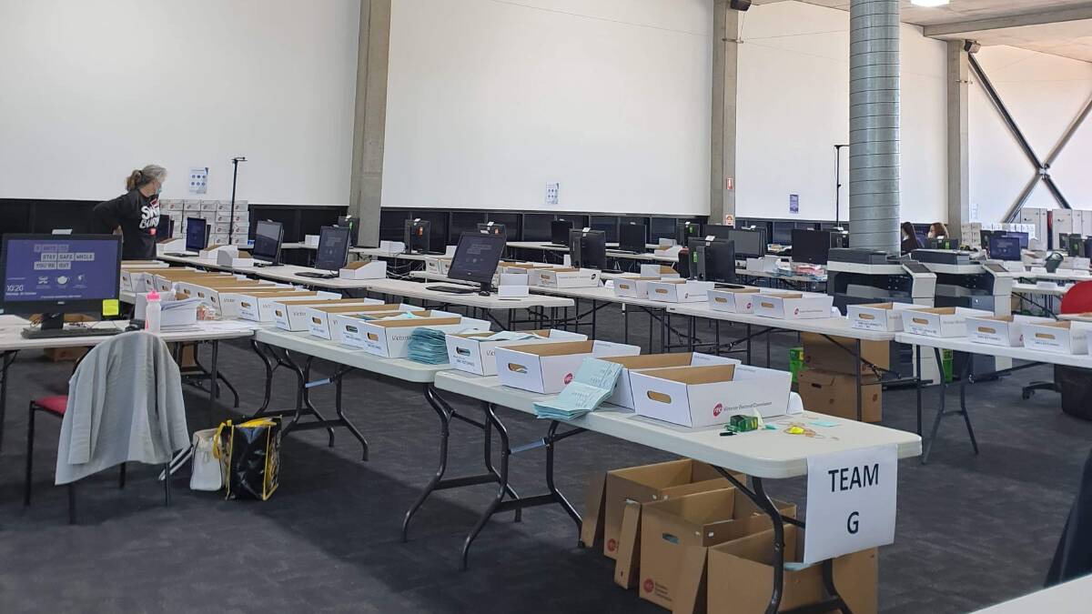 Ready to count: Ballots are sorted in anticipation of counting as part of Victoria's council elections. Picture: VEC