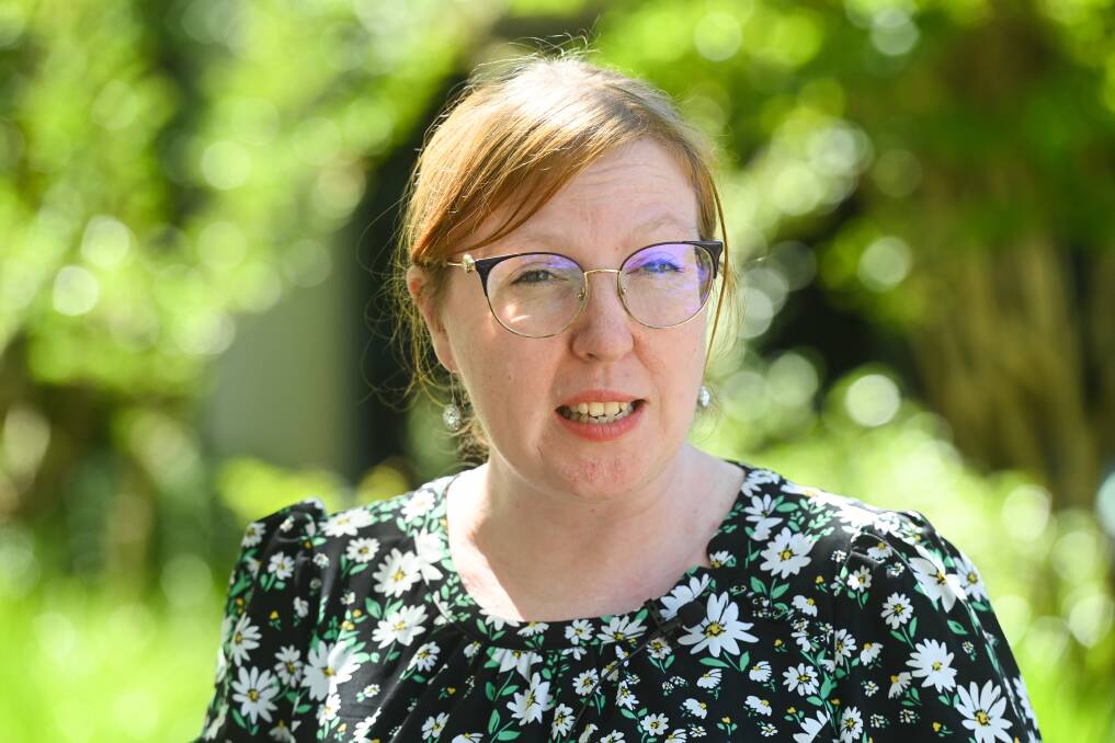 Warning: Public health physician Katherine Todd speaks to the media in Albury on Monday afternoon.