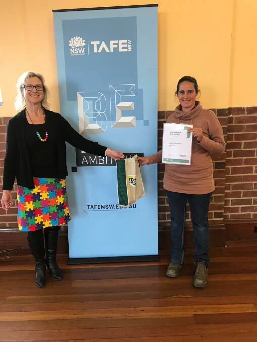 FARMING FOCUS: TAFE NSW student and local farmer Jess Wiseman (right) with TAFE Services Coordinator Bronwyn Temple.