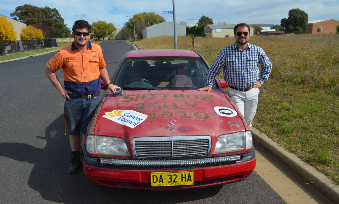 TOUGH TASK: Sean Ryan and Henri Sutton are hoping to take this car 4,000km from the Gold Coast to Alice Springs. Photo: RILEY KRAUSE.