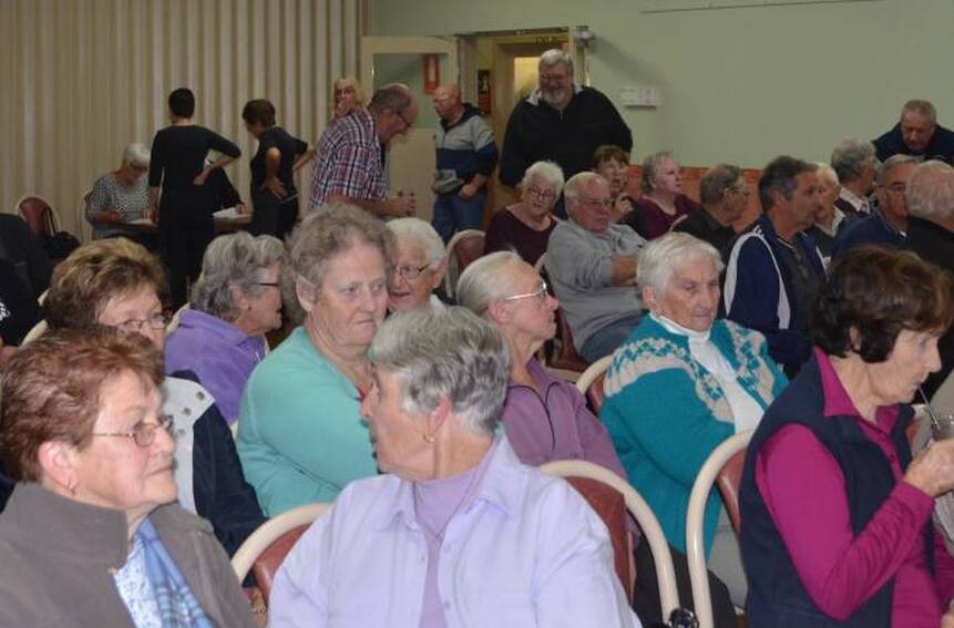 Community members attend a meeting at the Yenda Diggers Club on April 30 to discuss the club's future.